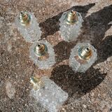 Set of 5 vintage molded glass globe suspensions