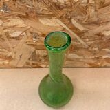 Ancien vase soliflore style biot verre soufflé bullé vert vintage