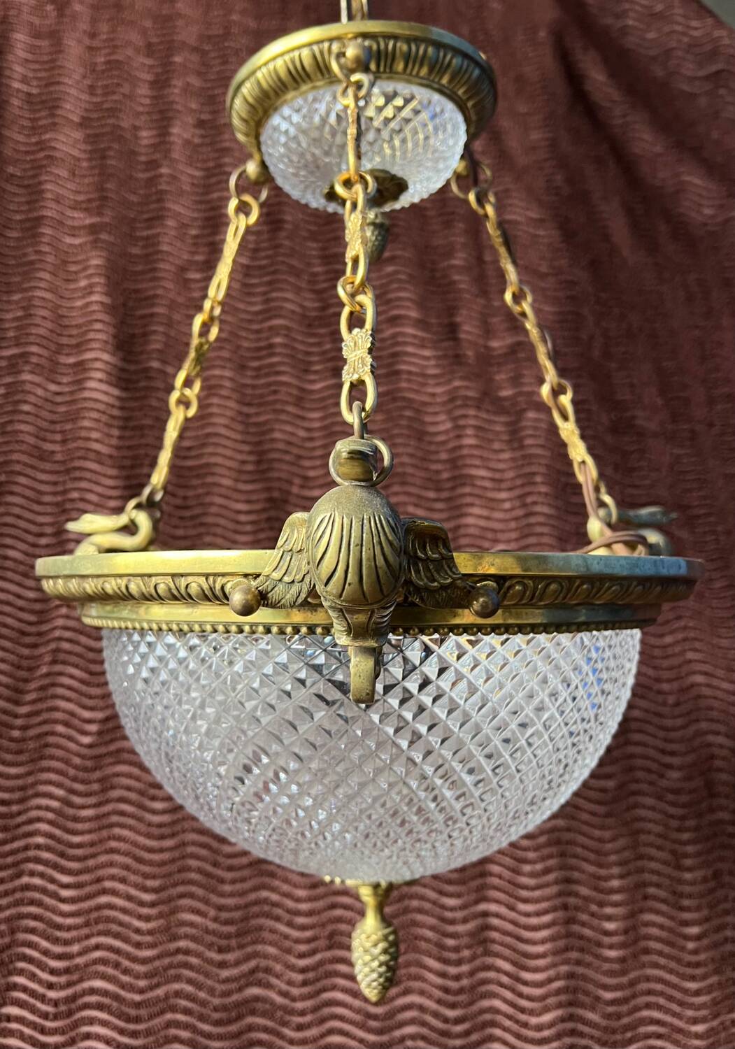 Antique Empire gilt bronze swan neck chandelier