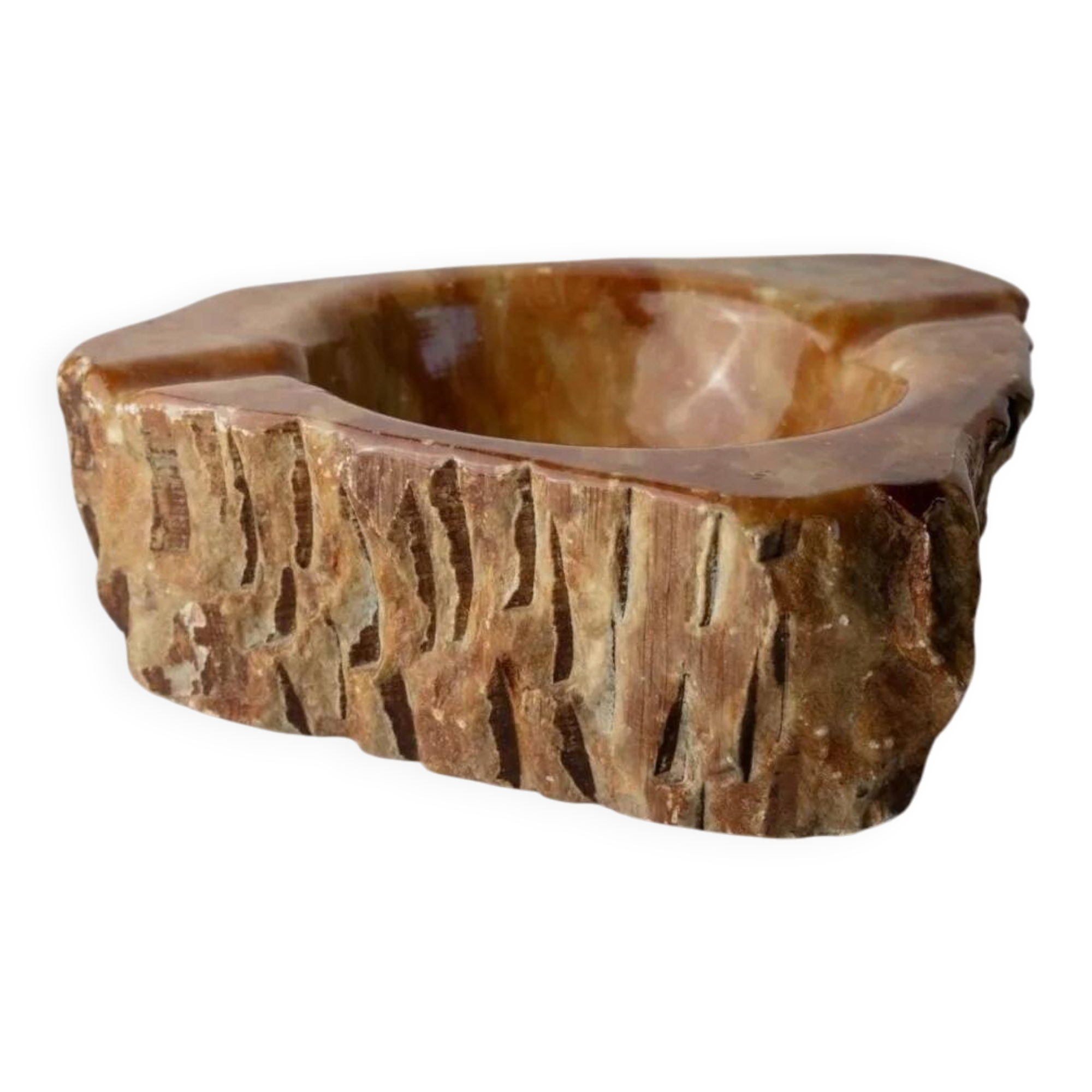 Large vintage ashtray in alabaster - handmade in stone - Italy 1960s - table decoration, unique gift idea, smoking accessories