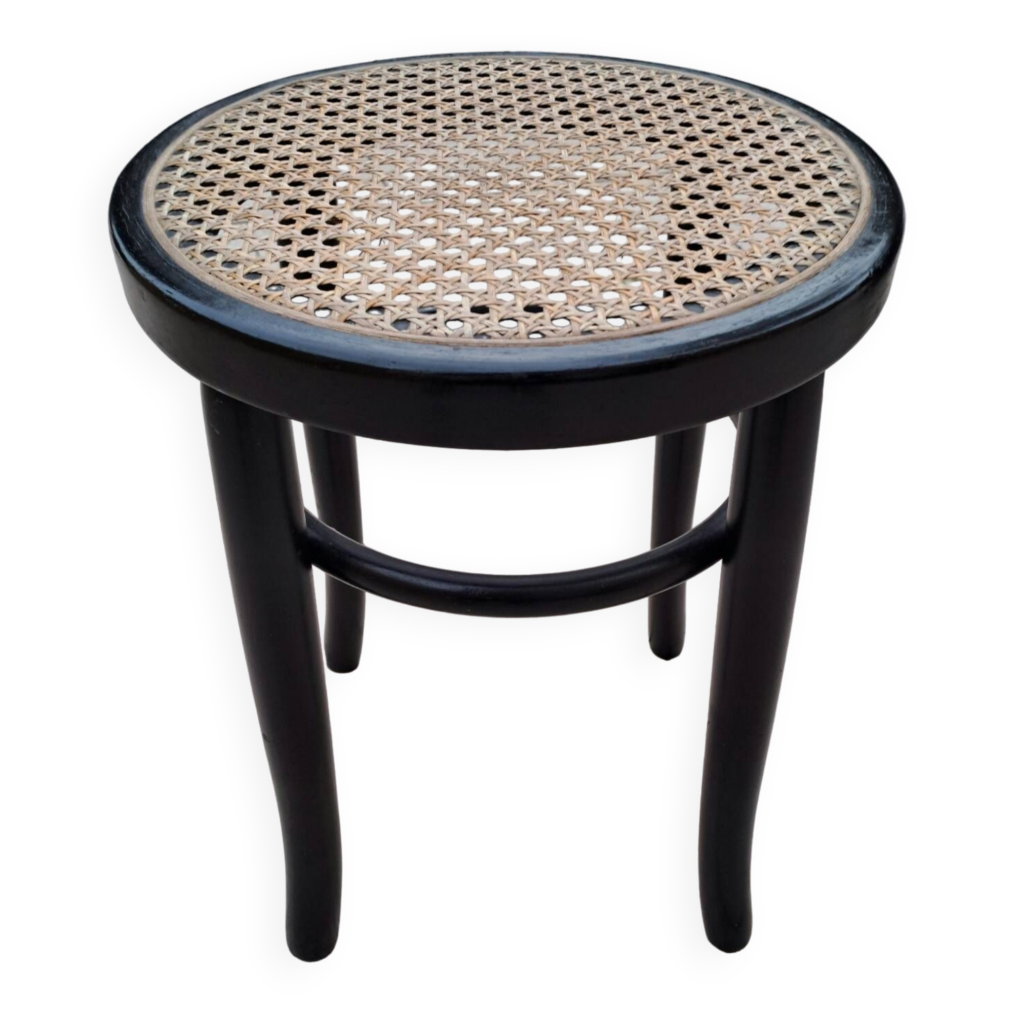 Wooden and cane stool