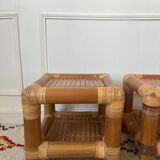 Pair of 70s bamboo bedside tables