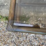 Table basse rotin et verre vintage