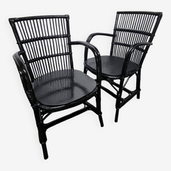 Pair of rattan armchairs