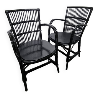 Pair of rattan armchairs