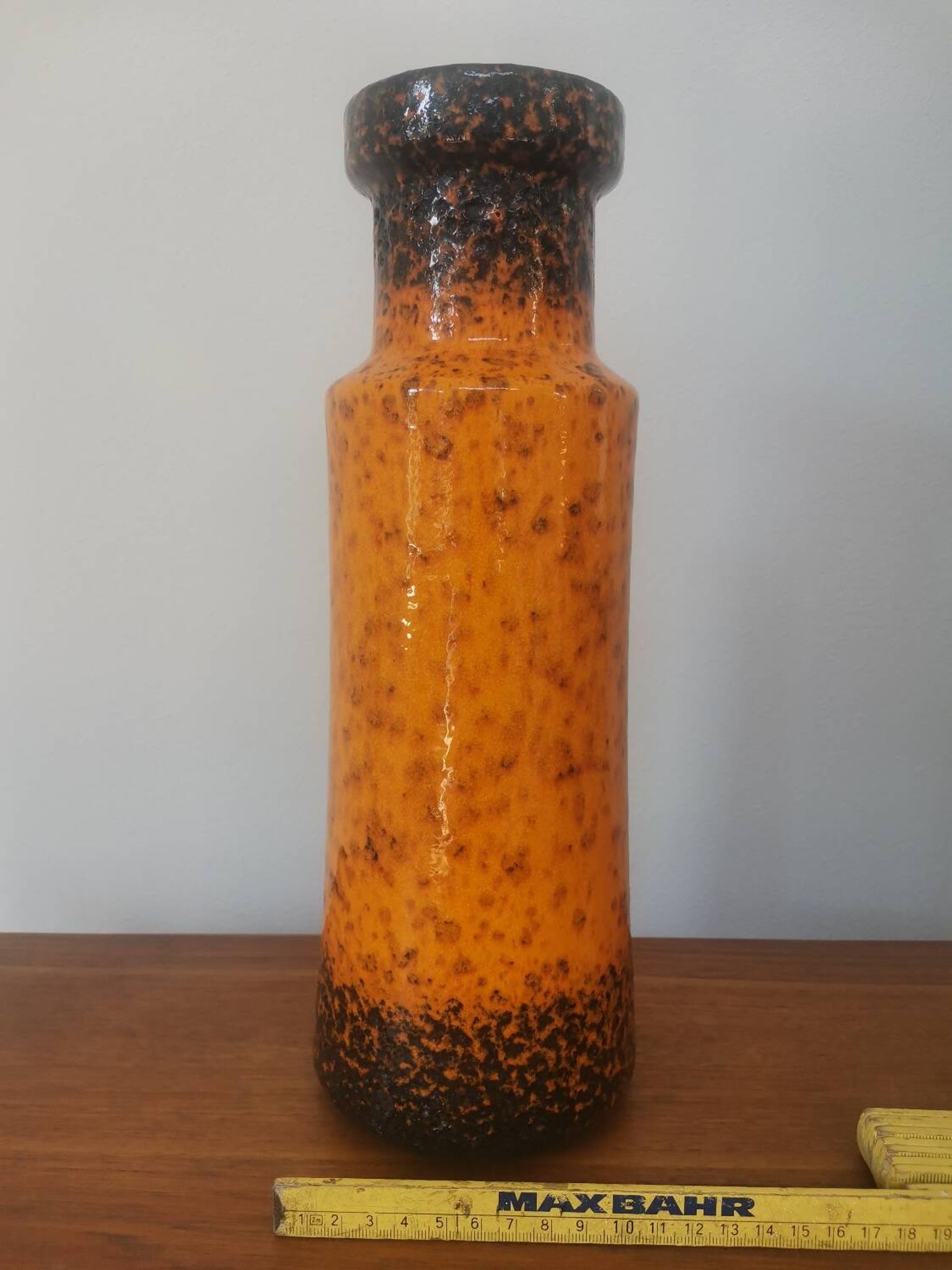 Vase vintage Scheurich 242-30 en lave grasse ouest-allemande, 30 cm, orange et
