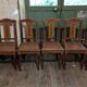 Set of 6 Louis XVI chairs in marquetry wood and caning.