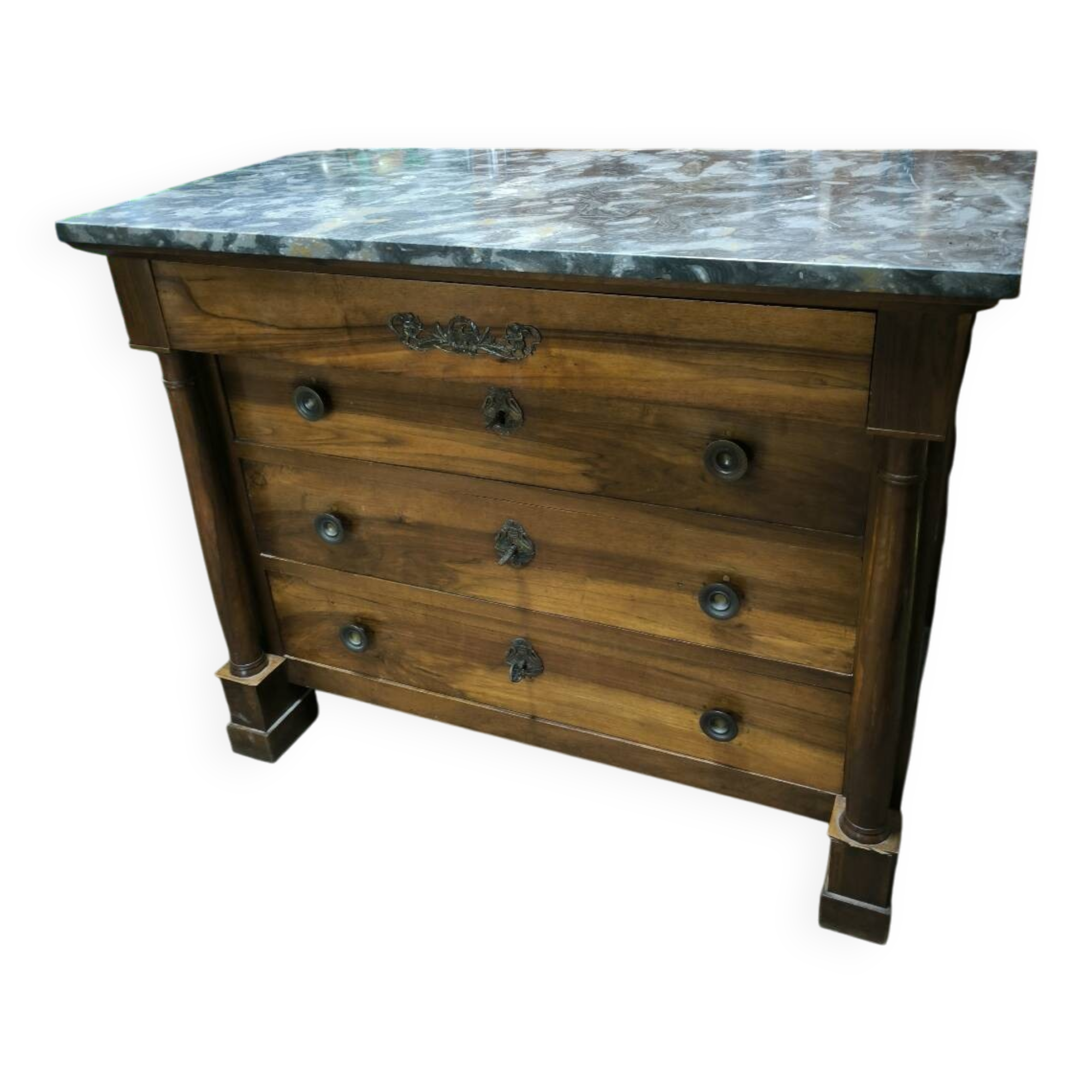 Empire period walnut chest of drawers