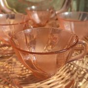 Vintage vereco pink cups France six-serve