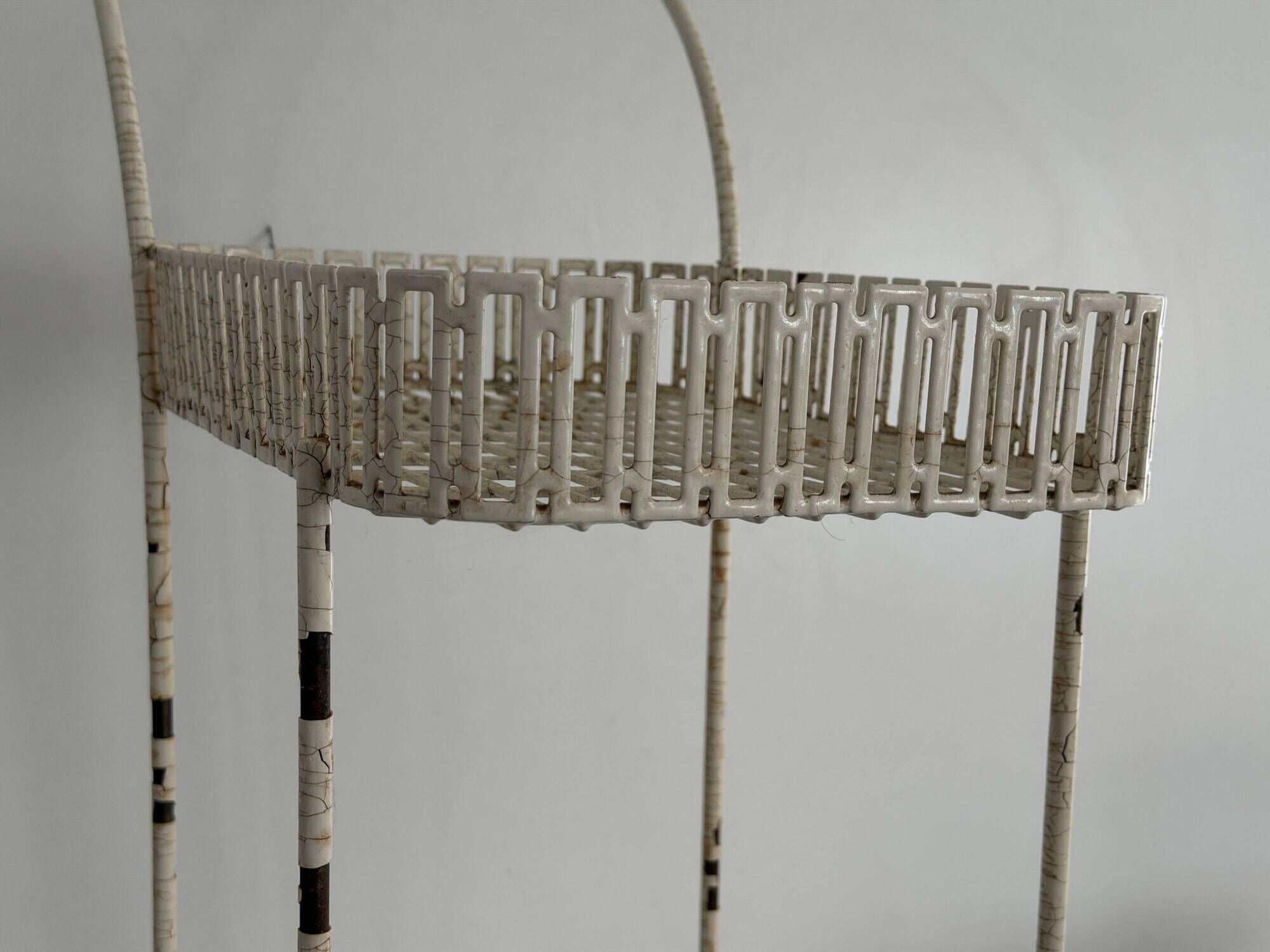 Bar cart or service table in white metal, 1960, France