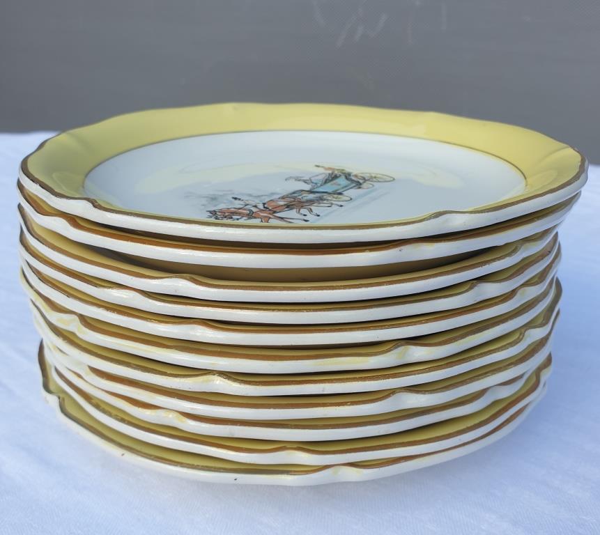 Series 11 plates stagecoach Céranord St Amand vintage 1960