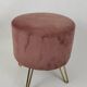 Tabouret pouf & repose pieds velours saumon