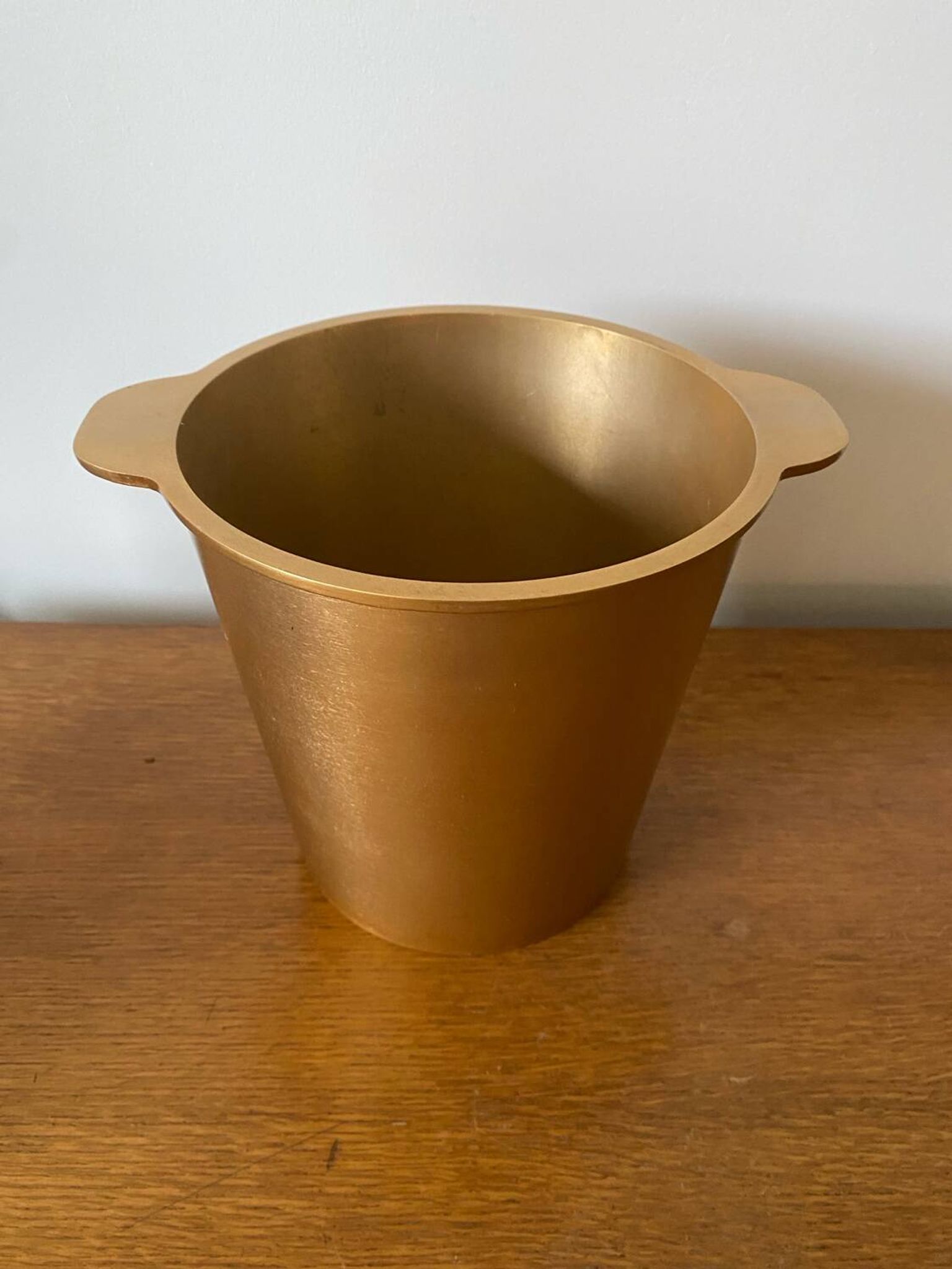 Vintage Champagne Ice Bucket Old Golden Aluminium Cast France #D43