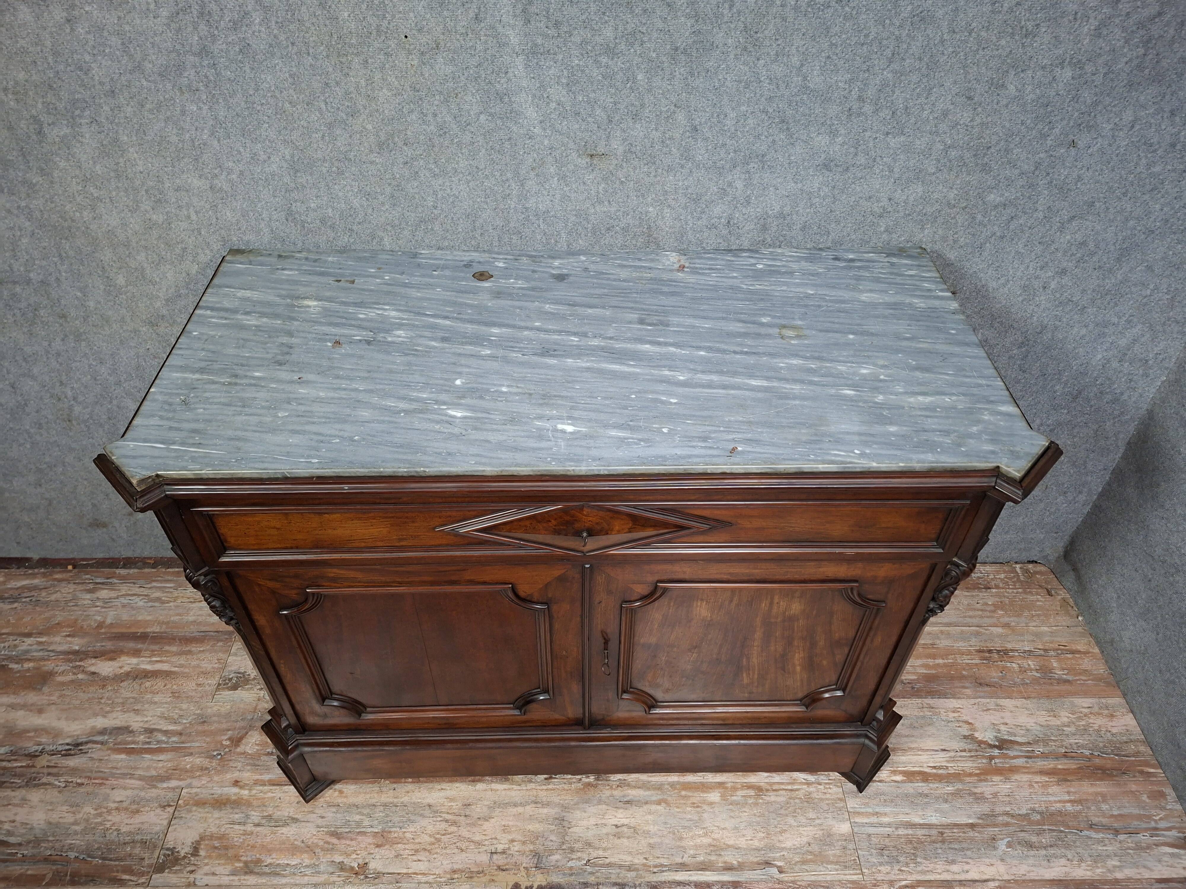 writing desk forming a secretary with a drop-down flap, in mahogany and veneer