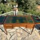 Louis XVI style solid mahogany and bronze flat desk, 19th century
