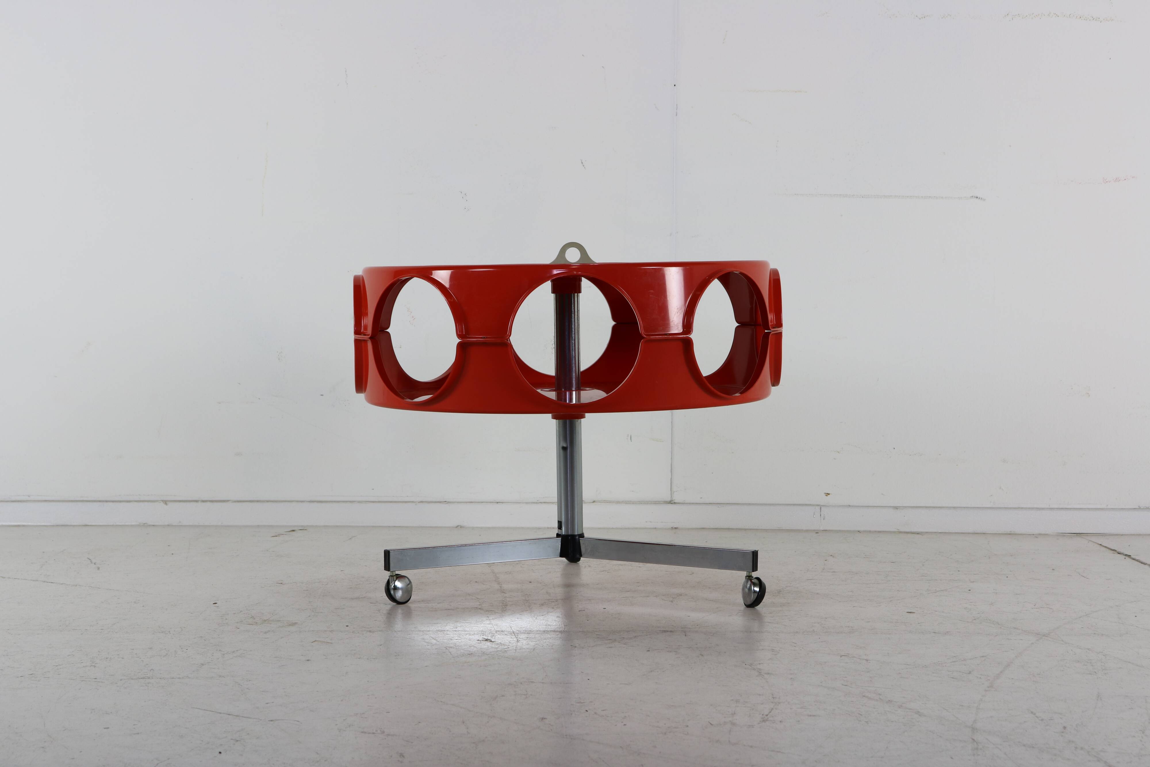 Space age 70s orange syntheric bar on casters