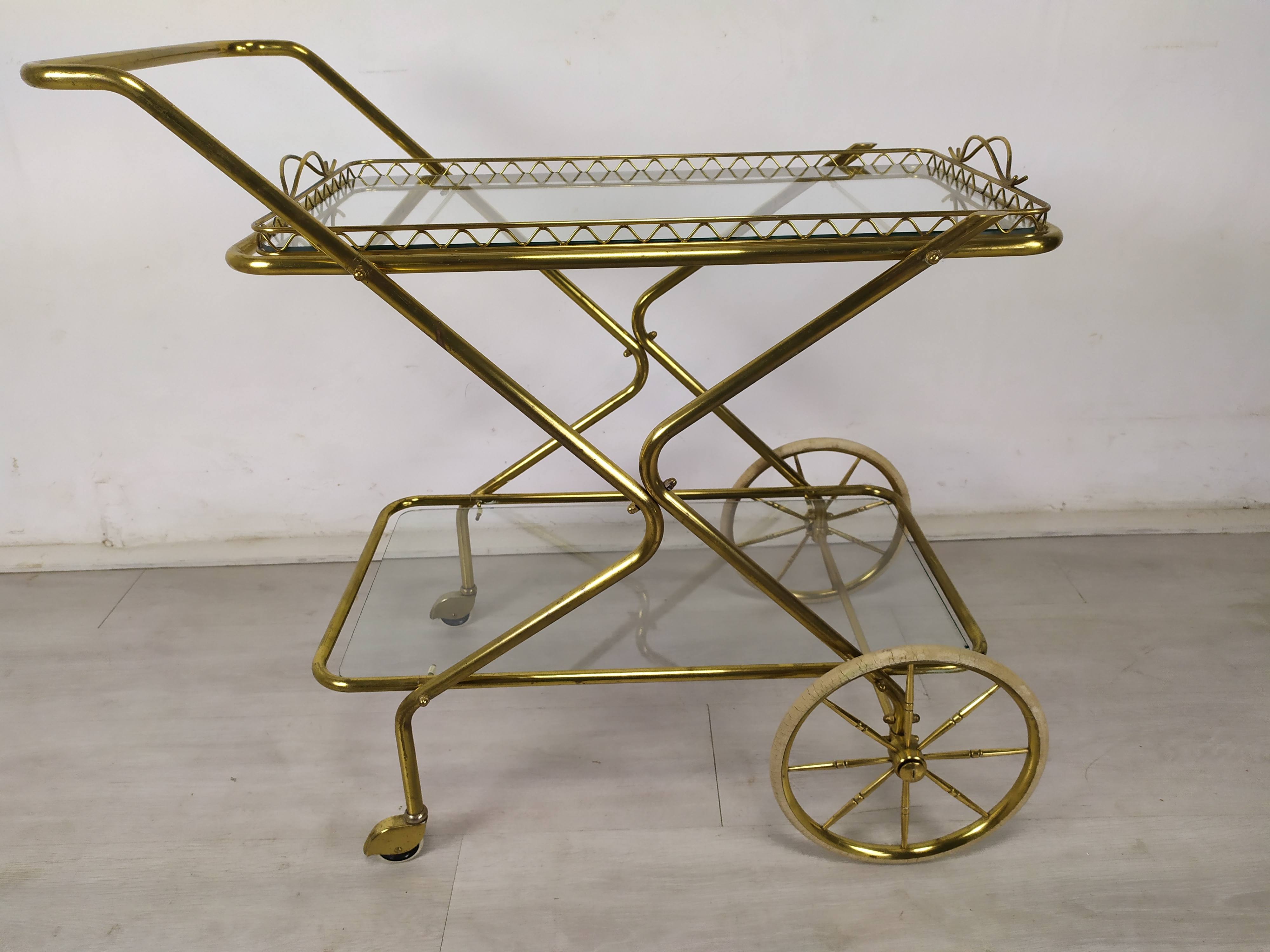 Desserte roulante laiton doré vintage