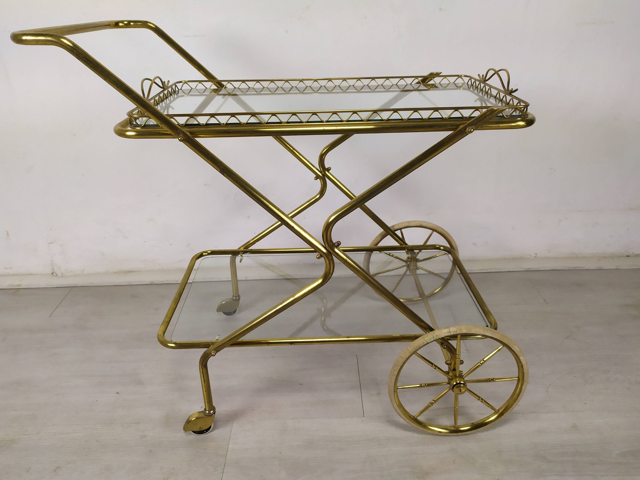 Vintage golden brass rolling service