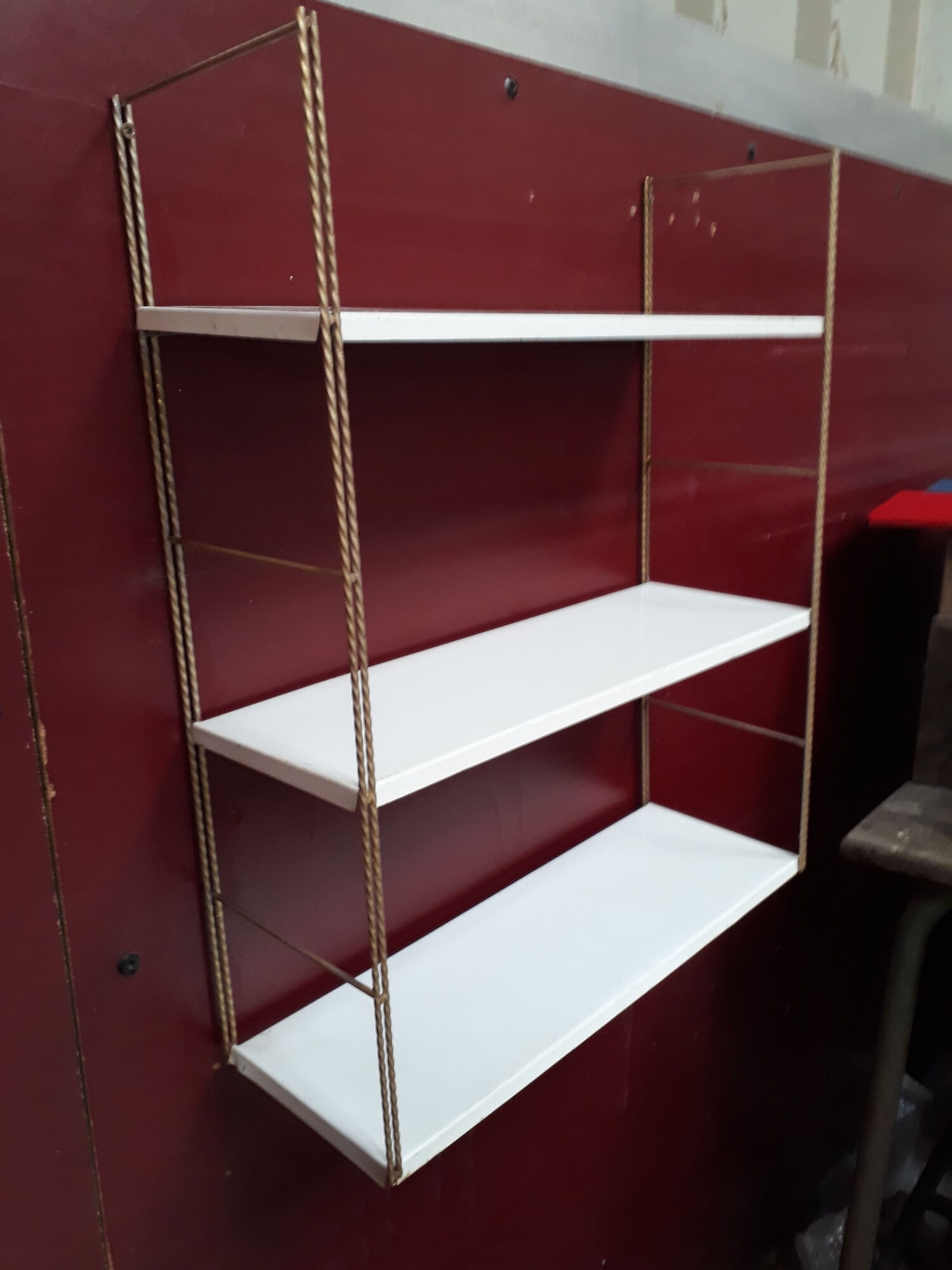 Golden Tomado shelf and white trays 1970