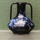 Blue flamed stoneware vase, Art Nouveau style, Reflex