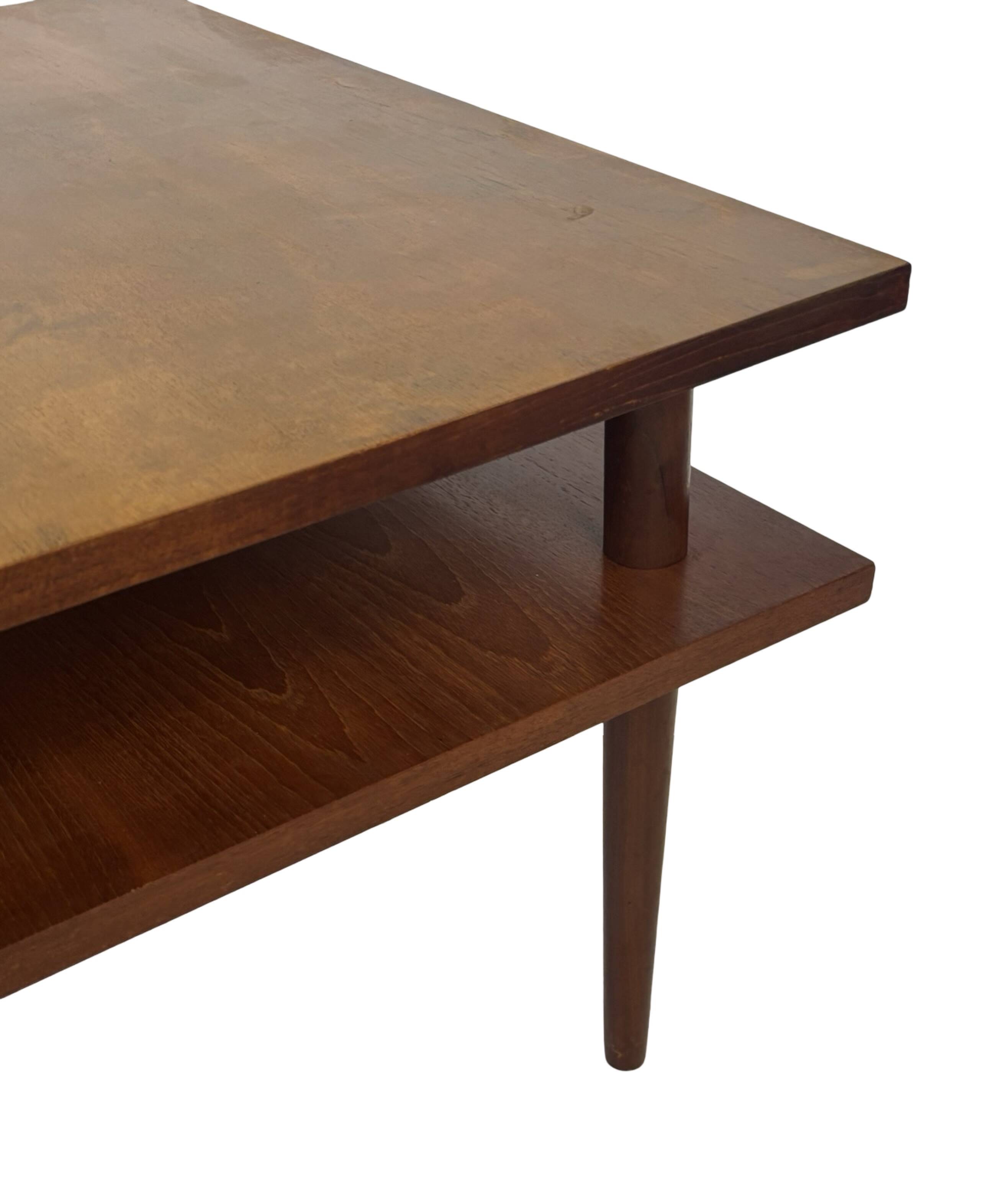 Vintage square coffee table in teak veneer, 1960s design
