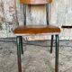 Vintage mullca style metal green chair + wooden seat and backrest