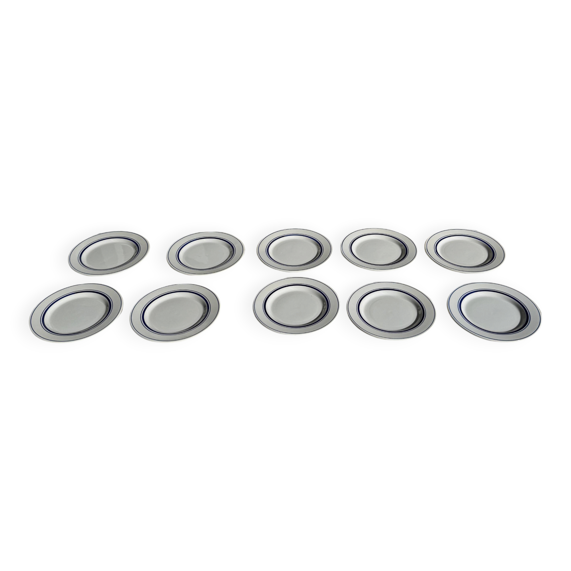 Set of 10 small dessert plates in Italian ceramic Total rim b