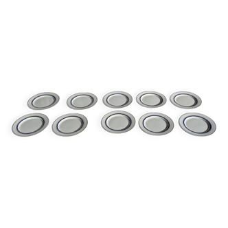 Set of 10 small dessert plates in Italian ceramic Total rim b