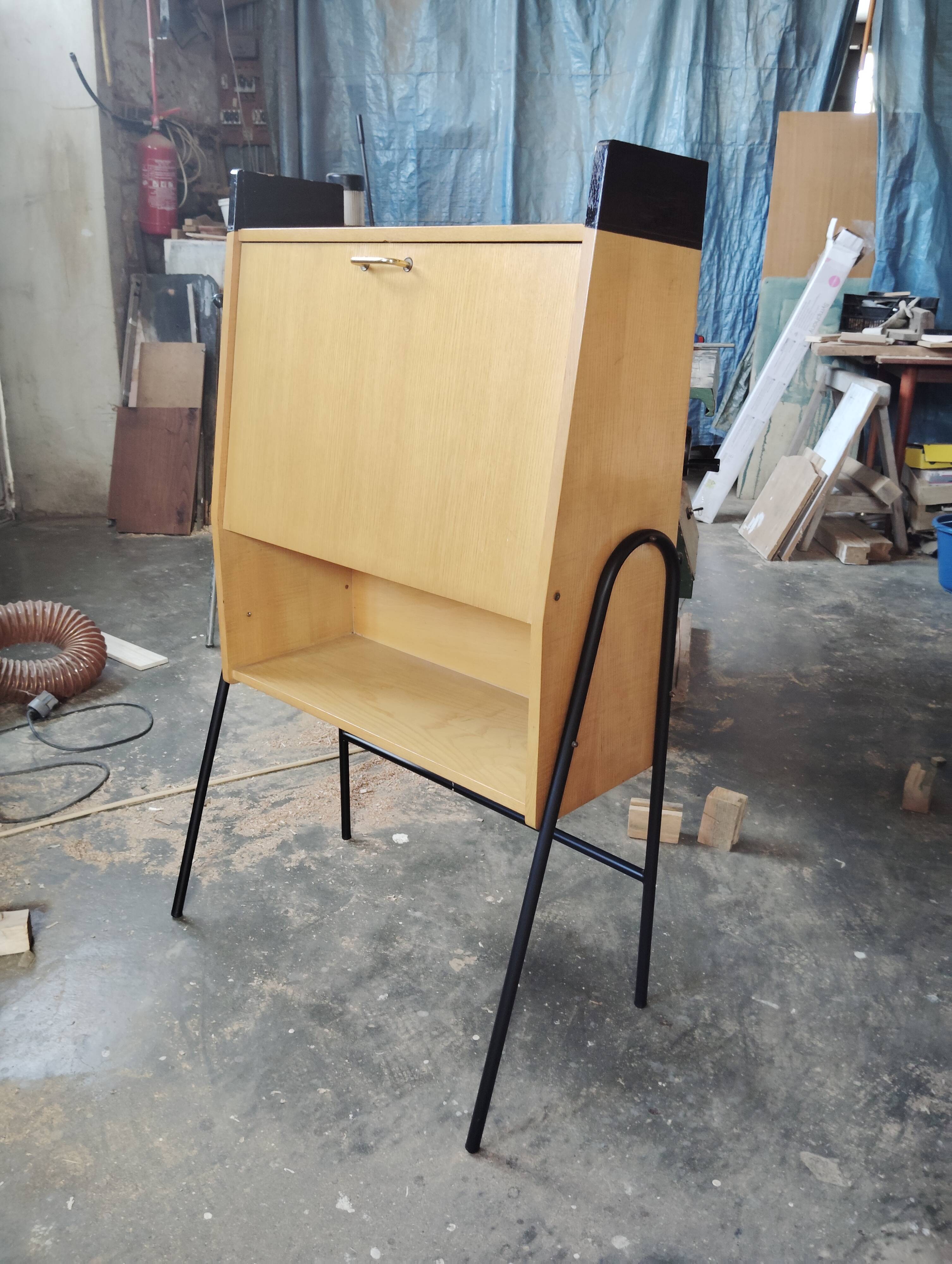Guariche-style metal and wood secretary