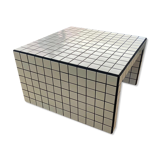 Coffee table tiles mosaic white joint black