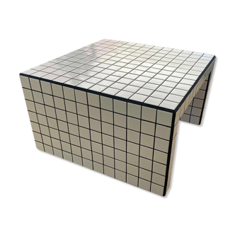 Coffee table tiles mosaic white joint black