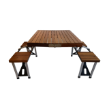 Folding wood picnic table