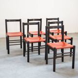 Table and 6 chairs mod. ibisco, 70's/80's