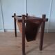 Danish Skjøde Skjern teak and suede magazine rack
