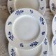 6 vintage ivory earthenware dessert plates - Blue olive pattern