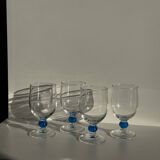 Lot de 4 verres à eau à pied boule bleue