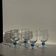 Set of 4 blue ball stemmed water glasses