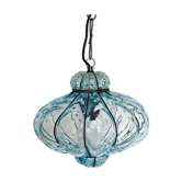 SIRU blue blown glass pendant lamp