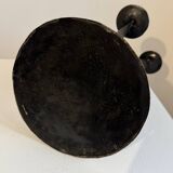 Vintage black metal brutalist tripod candlestick