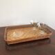 Vintage rectangular braided bamboo platter 1960