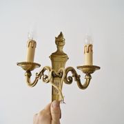Sconces midcentury, pair of French wall sconces brass bronze