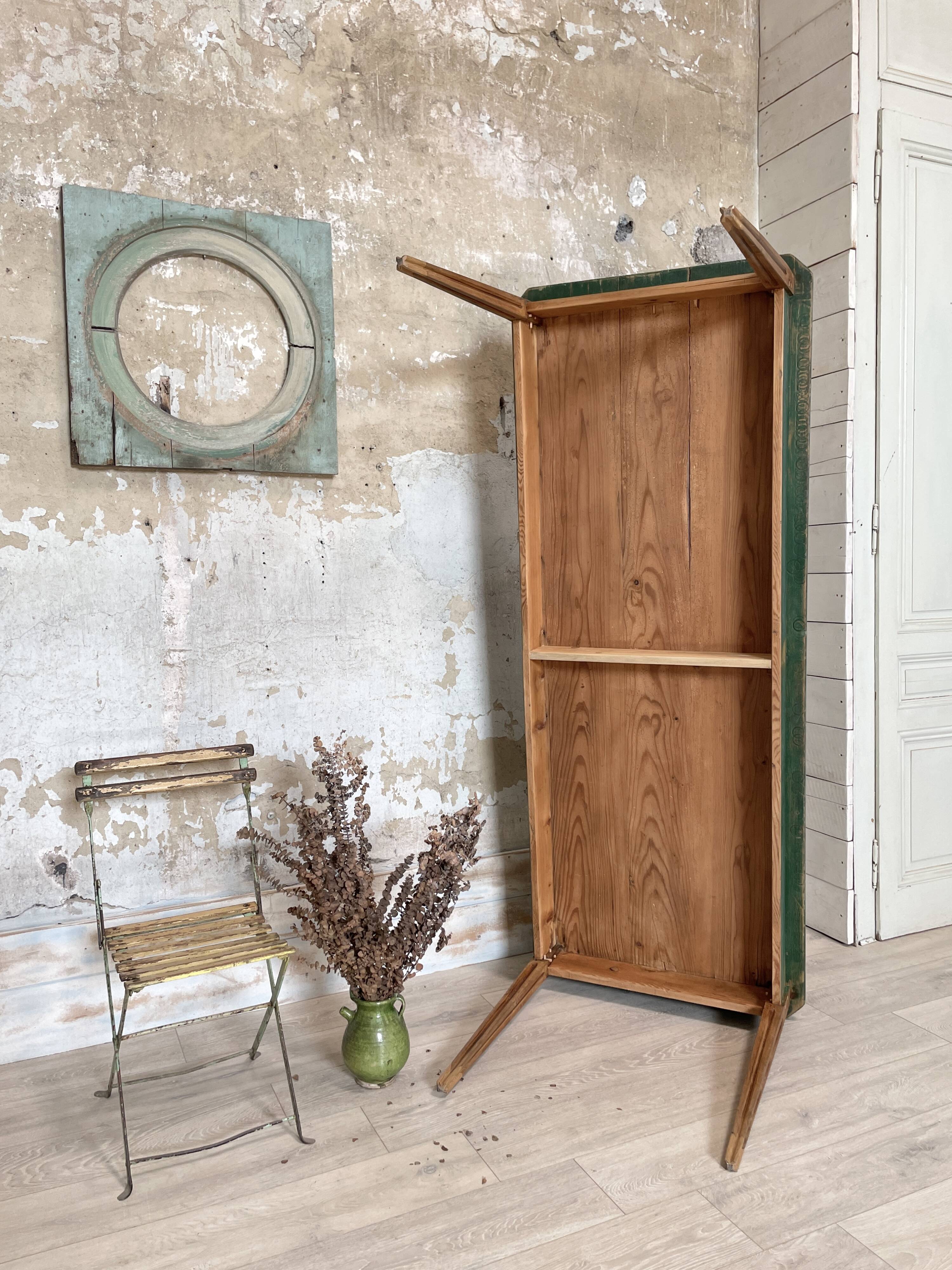 Vintage farm table with spindle legs.