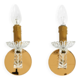 Two original Italian 1960s wall lamps with glass and mirror components