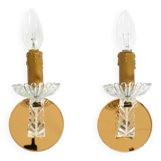 Two original Italian 1960s wall lamps with glass and mirror components