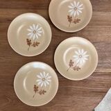 4 plates Autumn stoneware with daisy pattern