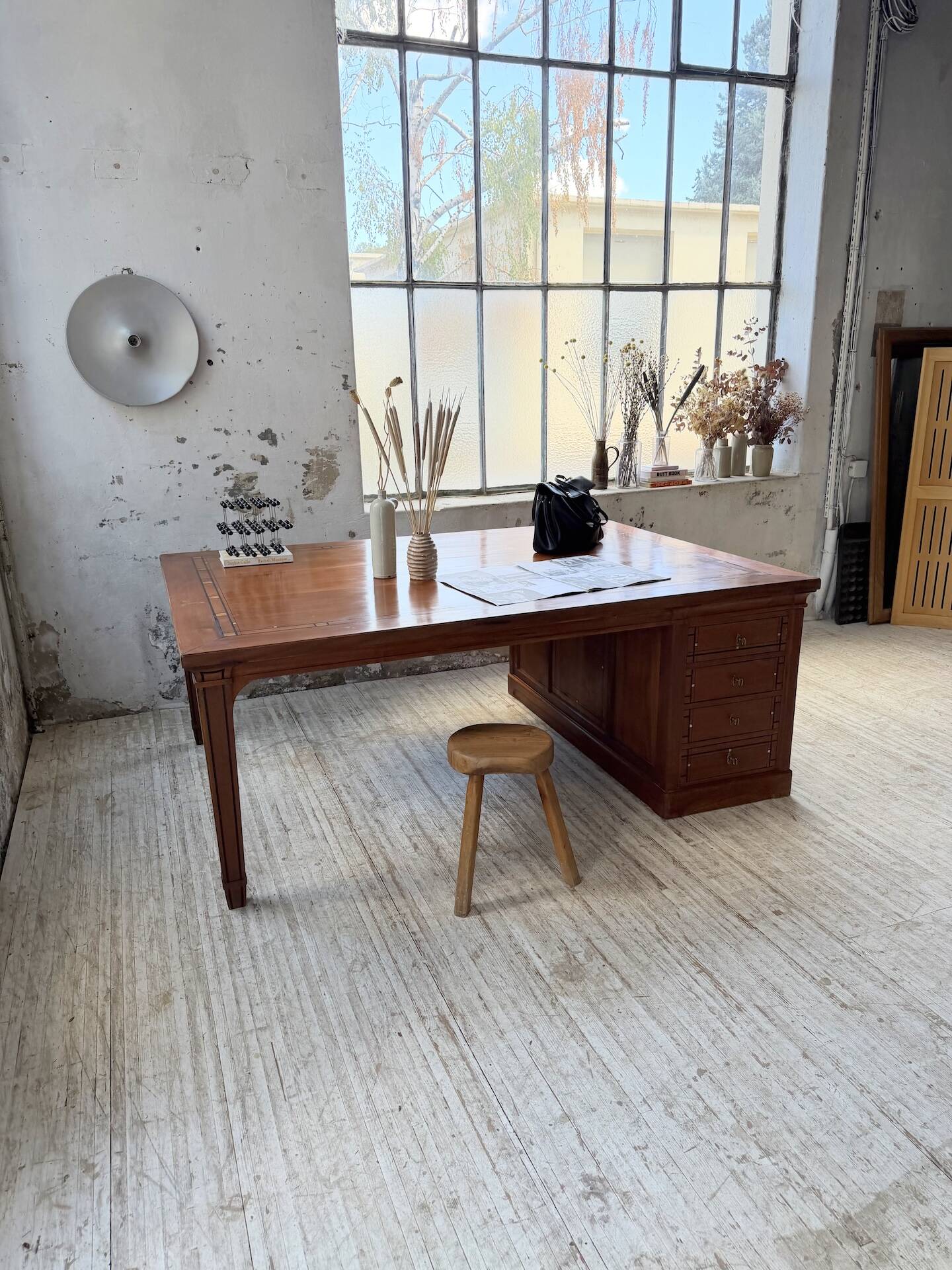 Double-sided walnut counter desk 1900