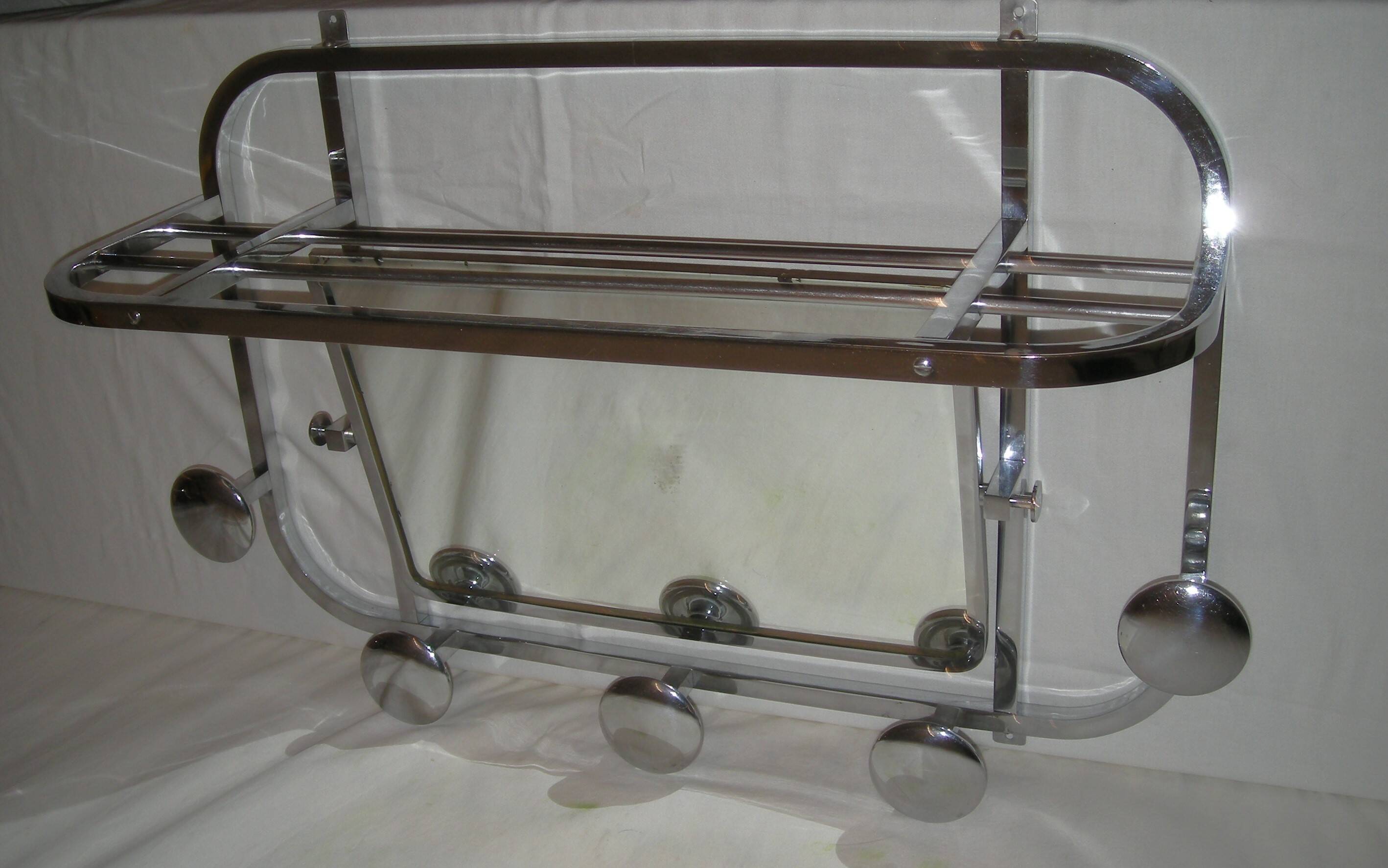 Art Deco wall-mounted coat rack from the 1930s