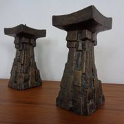Large Brutalist German Bronze Candleholders, 1960s, Set of 2