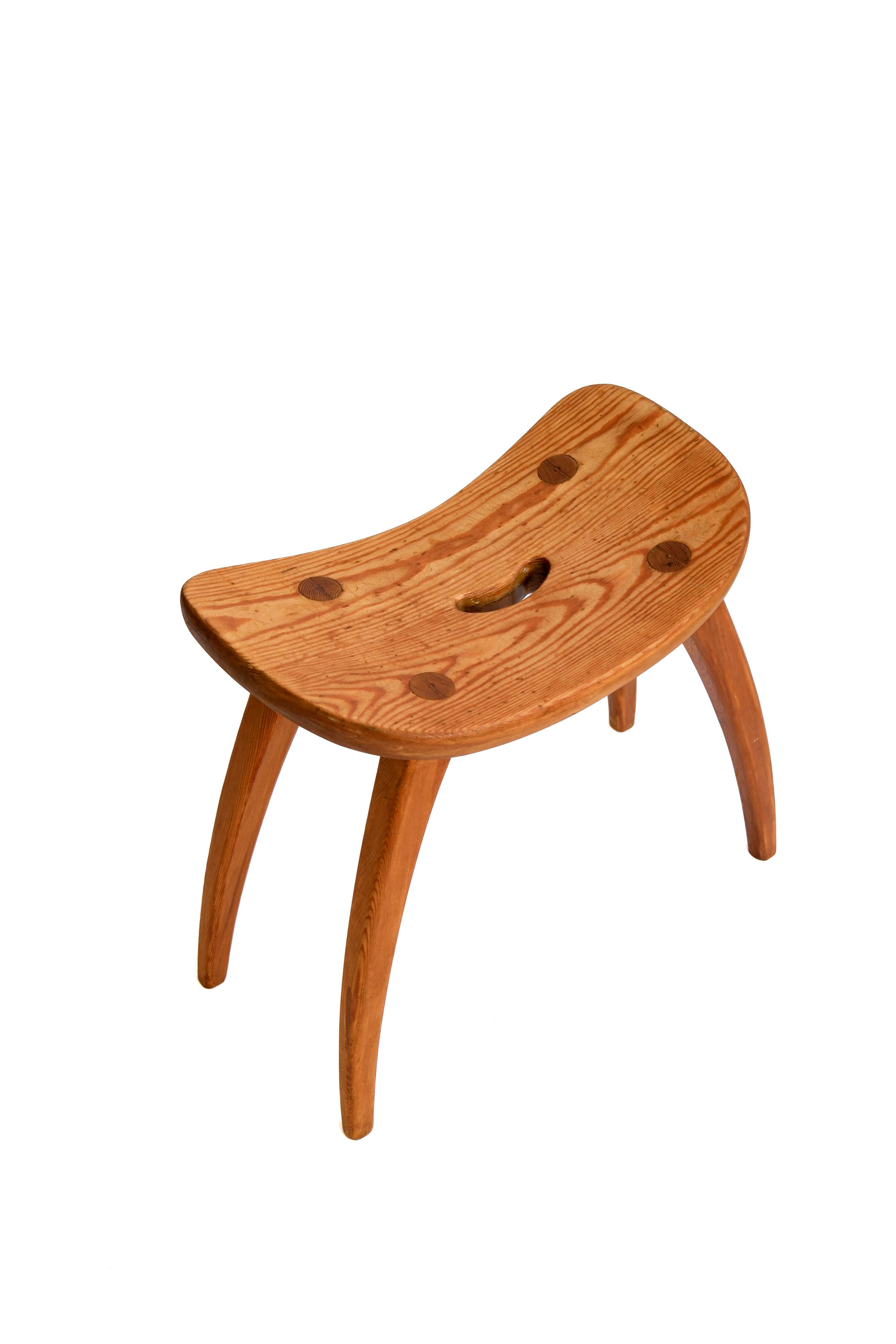 Torsten Claesson stool, pine, suede 1950.