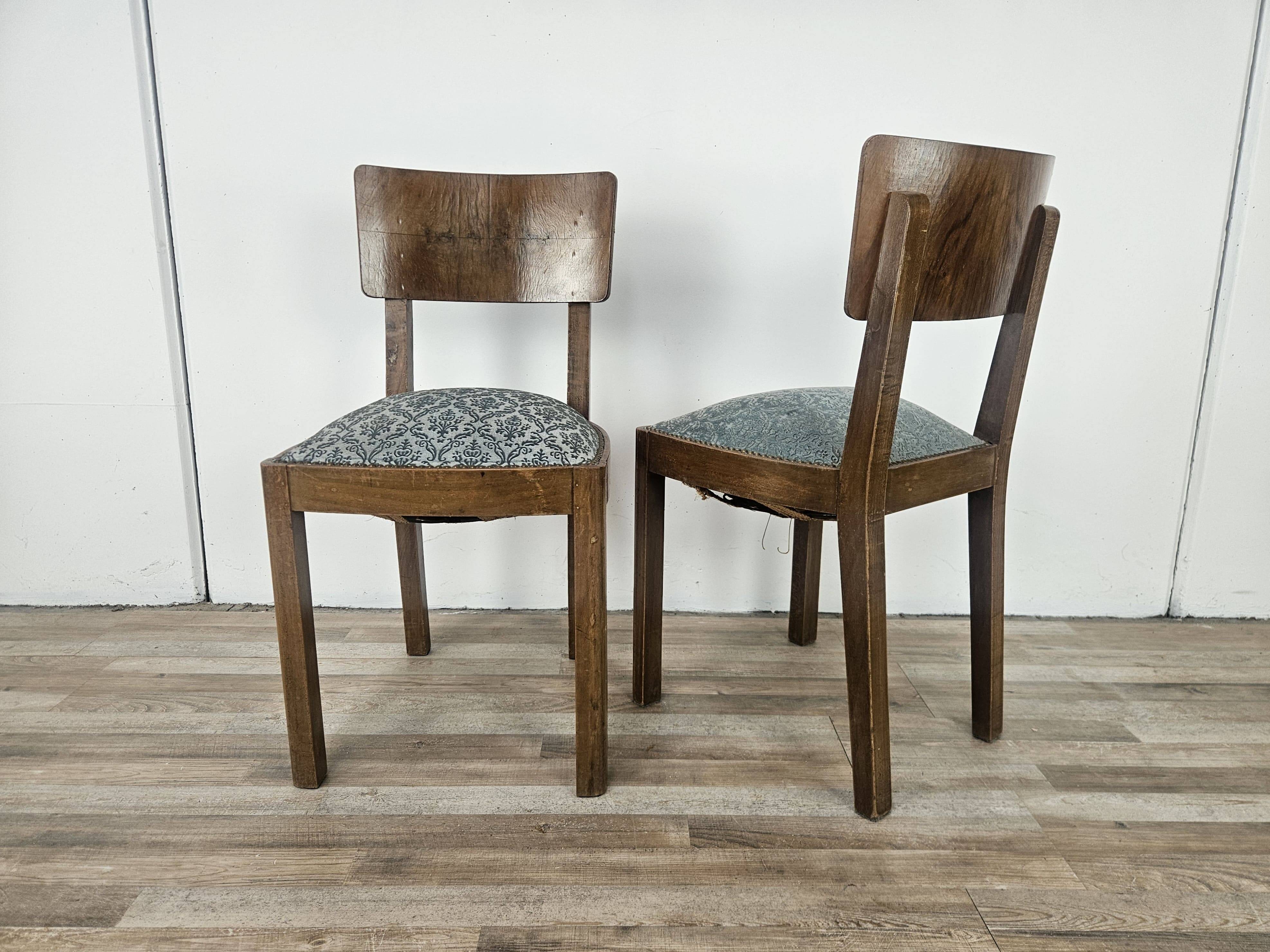 Art Decò set of chairs with stool